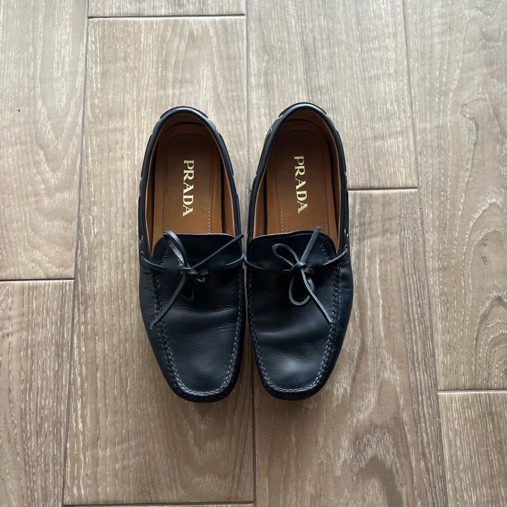 Navy blue Prada loafers